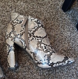 Snakeskin print booties